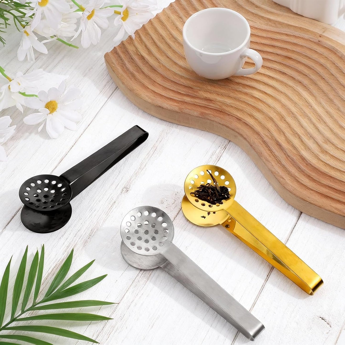 3 Pcs Tea Bag Squeezer Tongs, Stainless Steel Teabag Strainer Dispenser