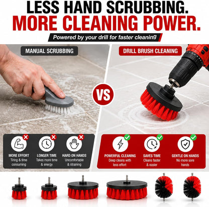 6-Piece Drill Brush Cleaning Set – Power Scrubber Attachments with 2”, 3.5”, 4” & 5” Brushes, Durable PP & PET Bristles for Bathroom, Tile, Grout, Kitchen, Tub & Floor Cleaning