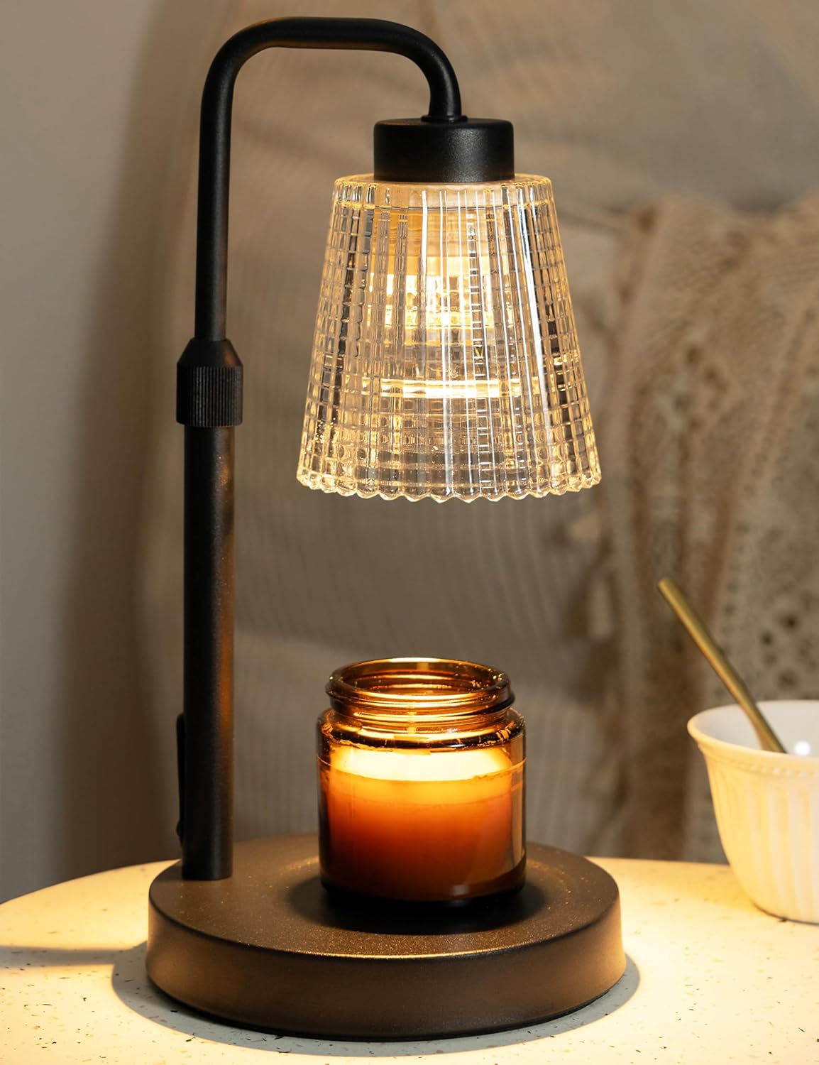 Gold Candle Warmer Lamp with 24h Cycle Timer, Dimmable Wax Melt Warmer