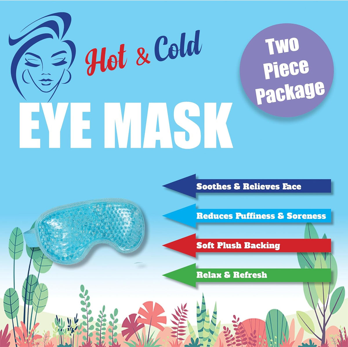 USA Merchant - Cold & Hot Eye Mask Gel Bead Mask for Dry Eyes, Dark Circles, Stress Relief, Migraines, Eye Ice Pack, Reusable, Compress Mask, Convenient Storage Bga (Eye Mask Blue)