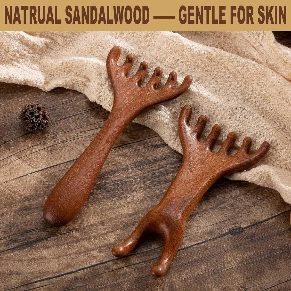 Head Massager Scalp, Wooden Scalp Massager, Foot Massage Tool
