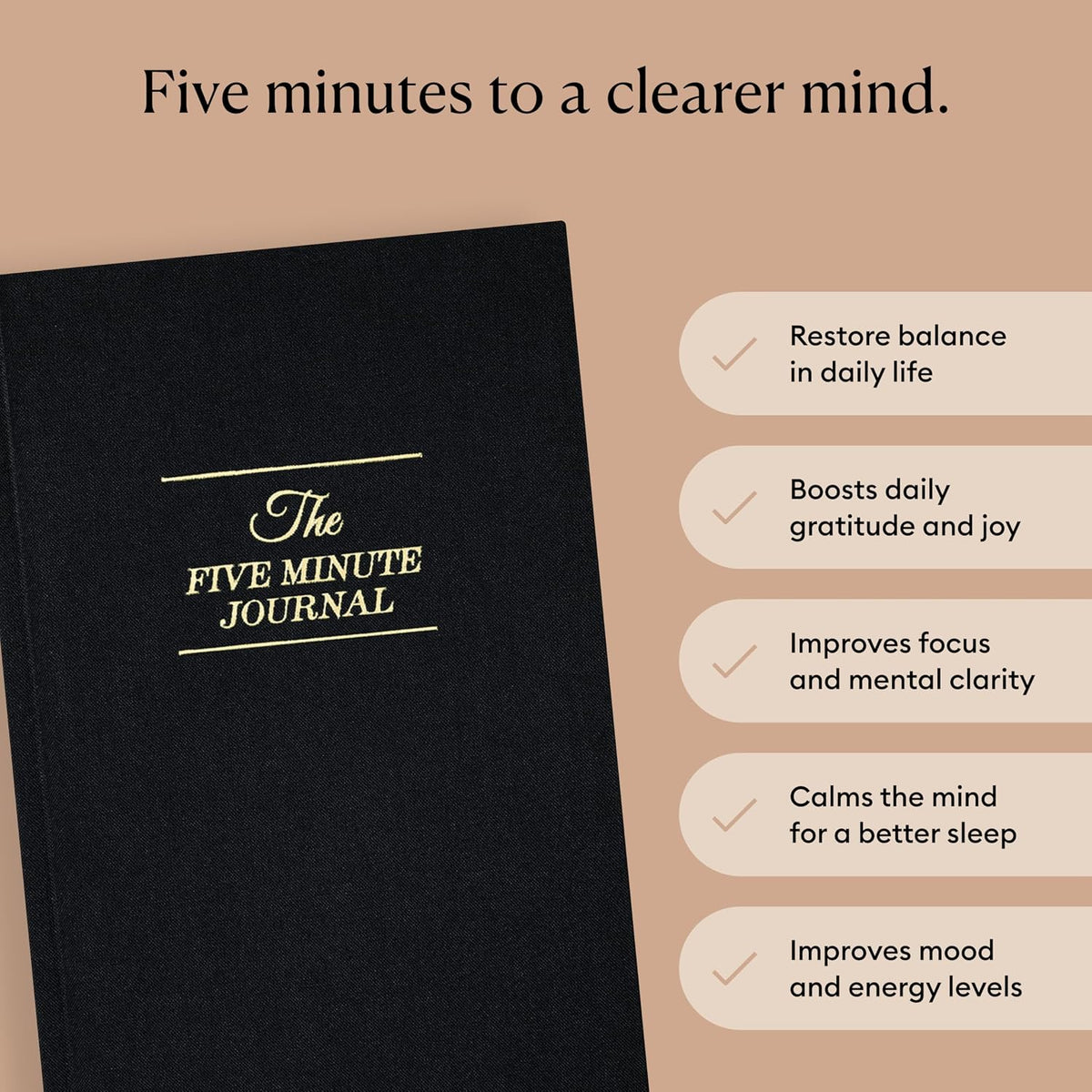 Intelligent Change The Five Minute Journal - Original Daily Gratitude Journal for Women & Men - Mindfulness, Happiness & Daily Reflection - Undated Planner - Affirmation Journal - Gifts for Women