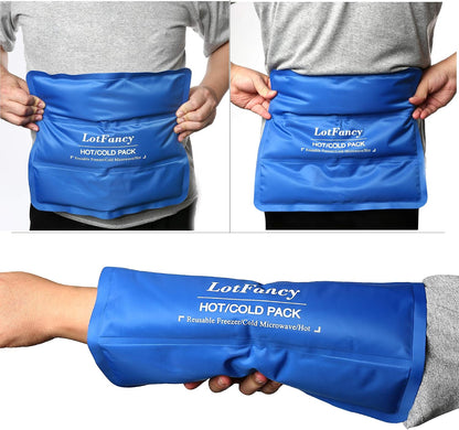 LotFancy Ice Pack for Injuries, Pack of 2, Reusable Hot Cold Pack for Therapy, Cooling or Heating Pad for First Aid, Back Shoulder Neck Head Feet Pain Relief, 11 x 5 Inches