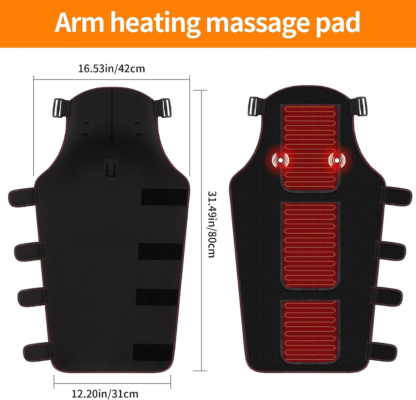 Shoulder Arm Massage Heating Pad for Pain Relief, Ultra Long Heated Elbow Heating Pad with 3 Vibration and Heat Settings, Heated Shoulder Wrap for Frozen Shoulder