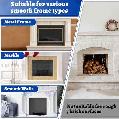 Fireplace Cover, 3-Layer Insulation Fireplace Draft Blocker with Strips, Inside Fireplace Draft Stopper Stops Heat Loss & Keep Drafts Out, Covers Up to 39" x 55" Fireplace, White Surface
