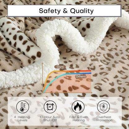 Electric Heated Blanket Full Size 72"x84" – Light Gray | ETL for Safe Overnight, 4 Heat Settings & 10H Auto Off, Dual-Sided Microplush Sherpa for Home Night, Machine washable