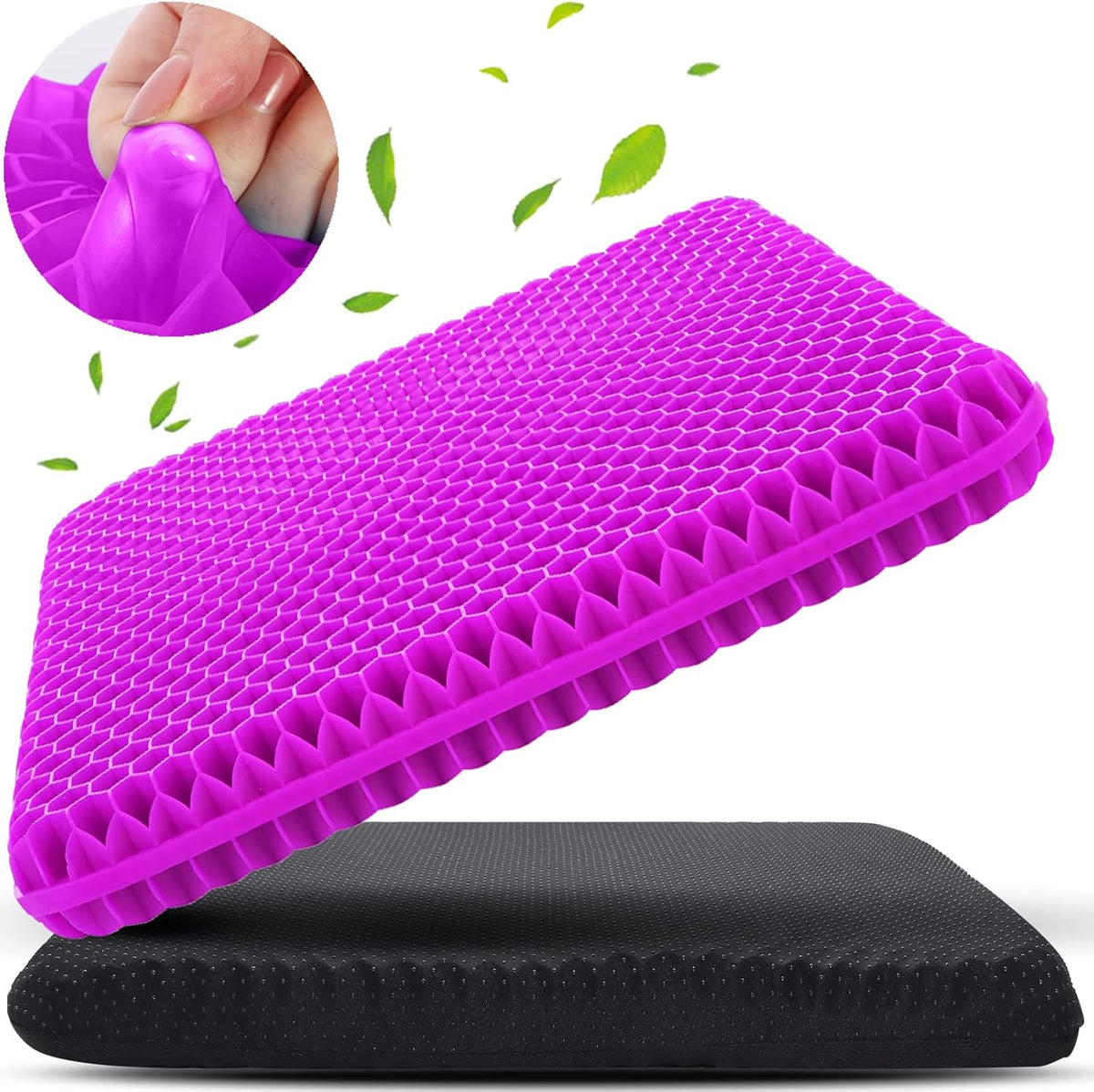 Gel Seat Cushion for Long Sitting, Gel Chair Cushion (Large & Thick)