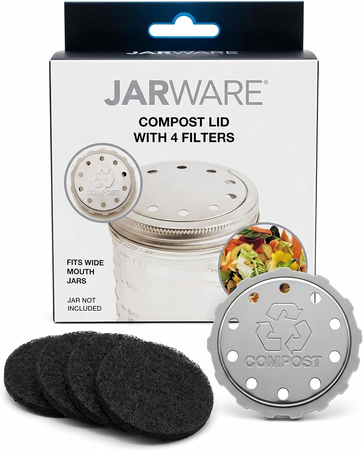 Jarware Herb Saver Lid for Wide Mouth Mason Jars, Green