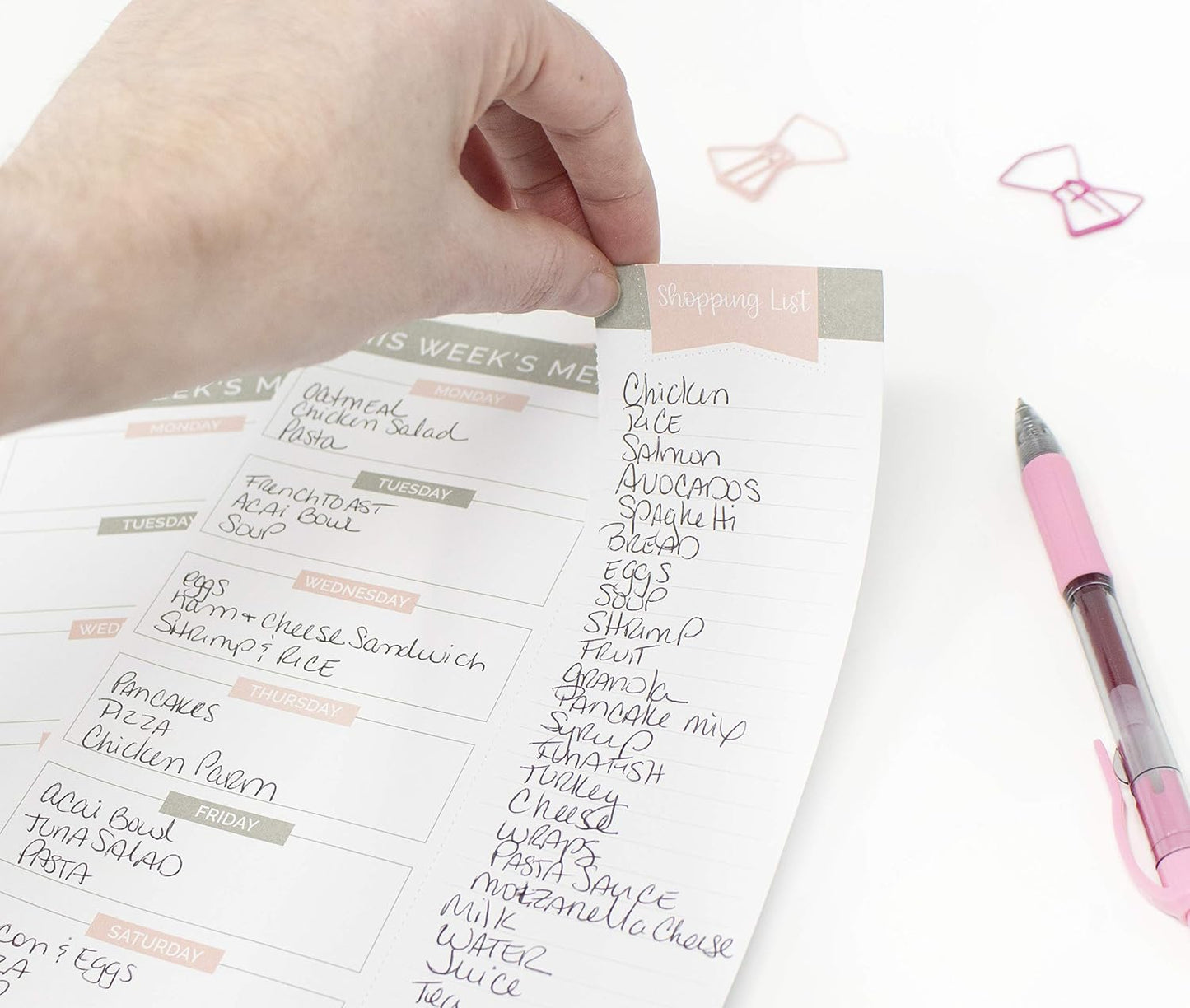 bloom daily planners Weekly Meal Planning Pad - Magnetic Hanging Refrigerator Menu Planner with Tear-Off Sheets & Perforated Grocery Shopping Lists - 6” x 9” (Pink Floral)