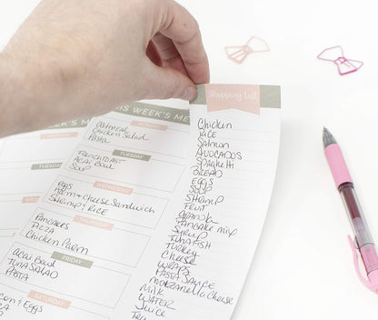 bloom daily planners Weekly Meal Planning Pad - Magnetic Hanging Refrigerator Menu Planner with Tear-Off Sheets & Perforated Grocery Shopping Lists - 6” x 9” (Pink Floral)
