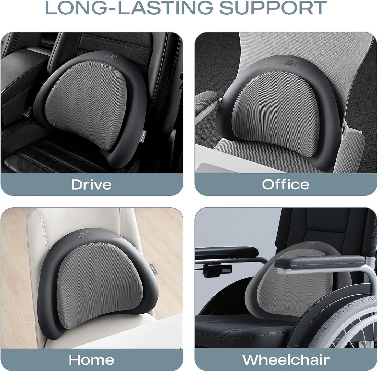 Skechers Lumbar Pillow Premium Memory Foam,Double-Layer-Office Chair Cushion for Tailbone Pain Relief,Butt Pillow for Office Chair,Car seat Cushion,Long Sitting Office Workers,and Car Drivers,Black