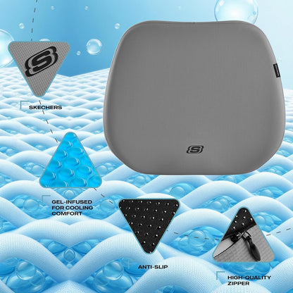 Skechers Seat Cushion Premium Gel & Memory Foam-Office Chair Cushion for Tailbone Pain Relief,Butt Pillow for Office Chair,Car seat Cushion,Long Sitting Office Workers,and Car Drivers,Black