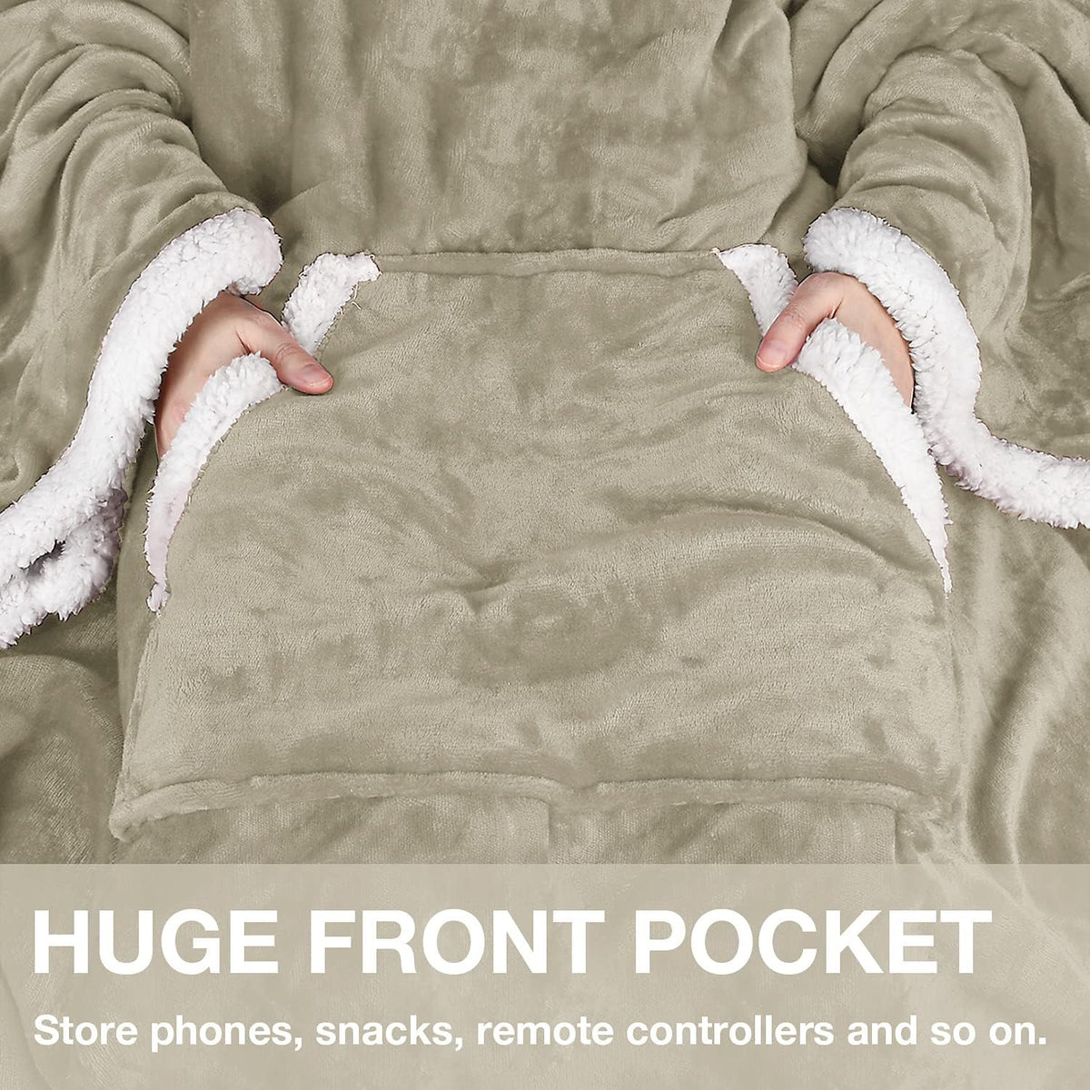 Catalonia Sherpa Wearable Blanket with Sleeves and Pocket for Adults