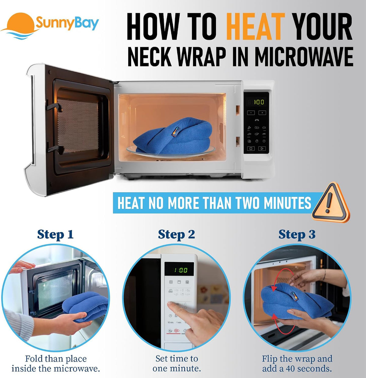 SunnyBay Microwavable Heating Pads, Microwavable Moist Heated Neck and Shoulder Wrap, Versatile Weighted Beanbag Cold Pack or Warm Compress, 2.2 lbs, 26x4 Inches, Navy Blue