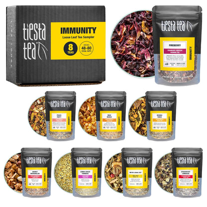 Tiesta Tea - Top 8 Favorites Sampler Set, Loose Leaf, Up to 80 Cups | High to No Caffeine, Hot & Iced, Tea Variety Pack with Green, Herbal, & Black, 8 Sample Pouches