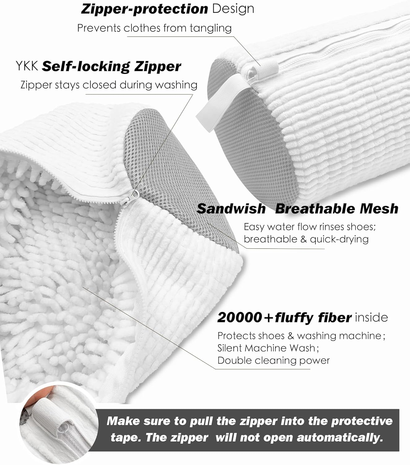 Shoe Washing Machine Bag,Laundry Shoe Bag for Washer and Dryer,Reusable Shoe Cleaning Bag for Sneakers,Tennis Shoes,With Self-locking Zipper, Microfiber Inside,Include Shoe Bag (Pro Grey - 1 Pack)
