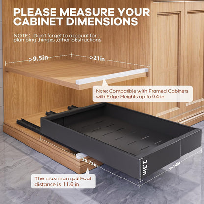 Seinloes 2 Pack Pull Out Cabinet Organizer for Wide Cabinets,Expandable 15.1"-26.3" Width,21" Deep Slide Out Drawers With Raising Pad for Framed Cabinets,3 Slide Rails,No Drill Roll Out Shelves,White