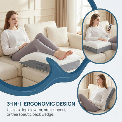 baibu Memory Foam Leg Elevation Pillow, Dual-Layer Patent Design Support Pillow to Raise Feet for Circulation, Leg Wedge Pillow for Sleeping, Knee Pillow for Knee Hip Ankle Pain Relief, 1PC