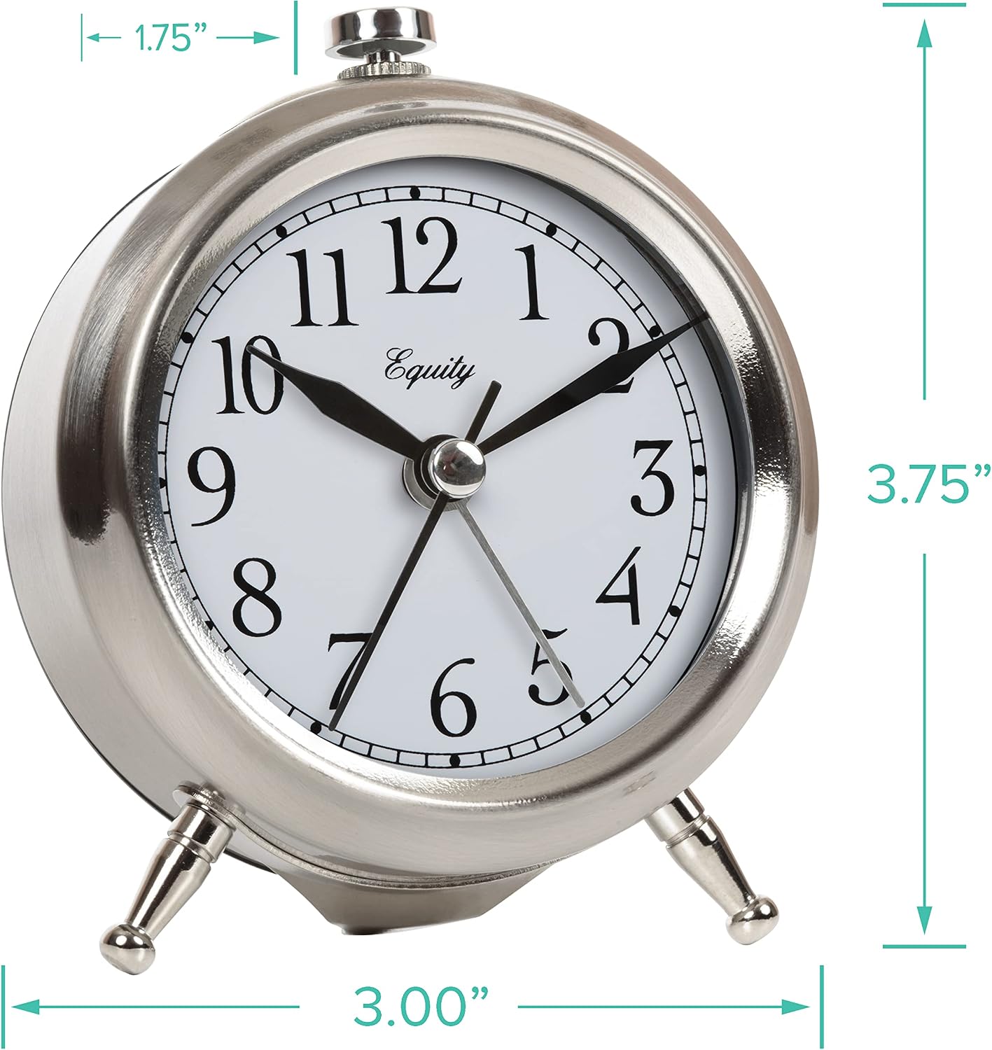 Equity 25655 Small Silver Metal Alarm Clock