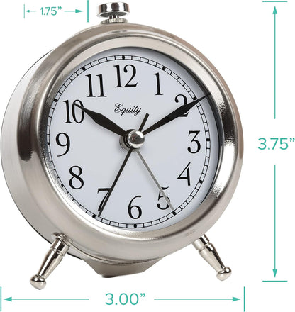 Equity 25655 Small Silver Metal Alarm Clock