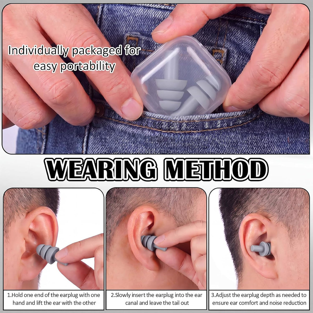24 Pairs Black Ear Plugs Bulk NRR 29dB Reusable Silicone Ear Plugs with Plastic Cases Soft Foam Plug for Sleeping Noise Cancelling Concerts Shooting Swimming Noise Reduction
