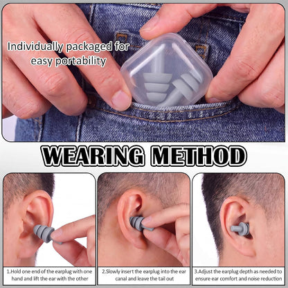 24 Pairs Black Ear Plugs Bulk NRR 29dB Reusable Silicone Ear Plugs with Plastic Cases Soft Foam Plug for Sleeping Noise Cancelling Concerts Shooting Swimming Noise Reduction
