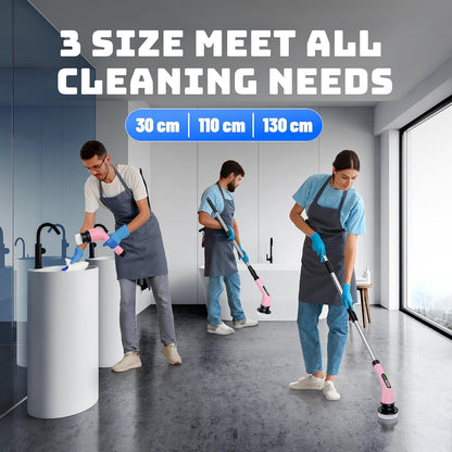 Electric Spin Scrubber for Bathroom: Shower Cleaner Brush with Long Handle (White1)