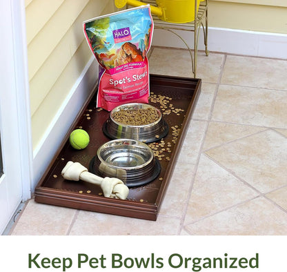 Good Directions Large Boot Tray, Classic Multi-Purpose All Weather Decorative Boot Tray, Shoes, Plants, Garage, Patio Door, Pet Bowls, 34 inch Entry Indoor Shoe Tray, Brown Copper Finish