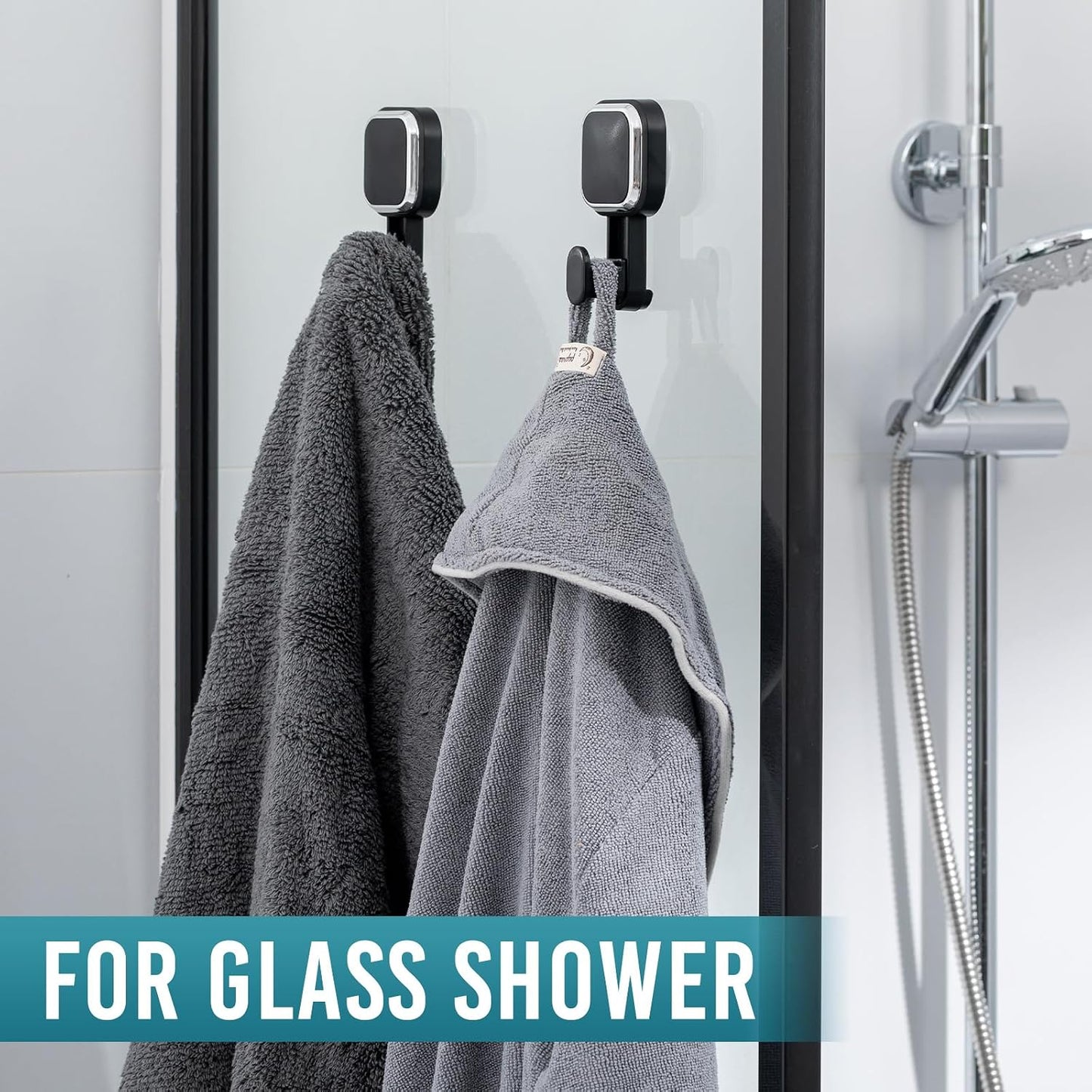 TAILI 2 Pack Upgraded Suction Cup Razor Holder for Shower Waterproof, Black | Visible Safety Indicator, Rust-Resistant Bathroom Organizer, No-Drill Glass Shower Wall Hook for Towel,Loofah,Razor,Squeegee