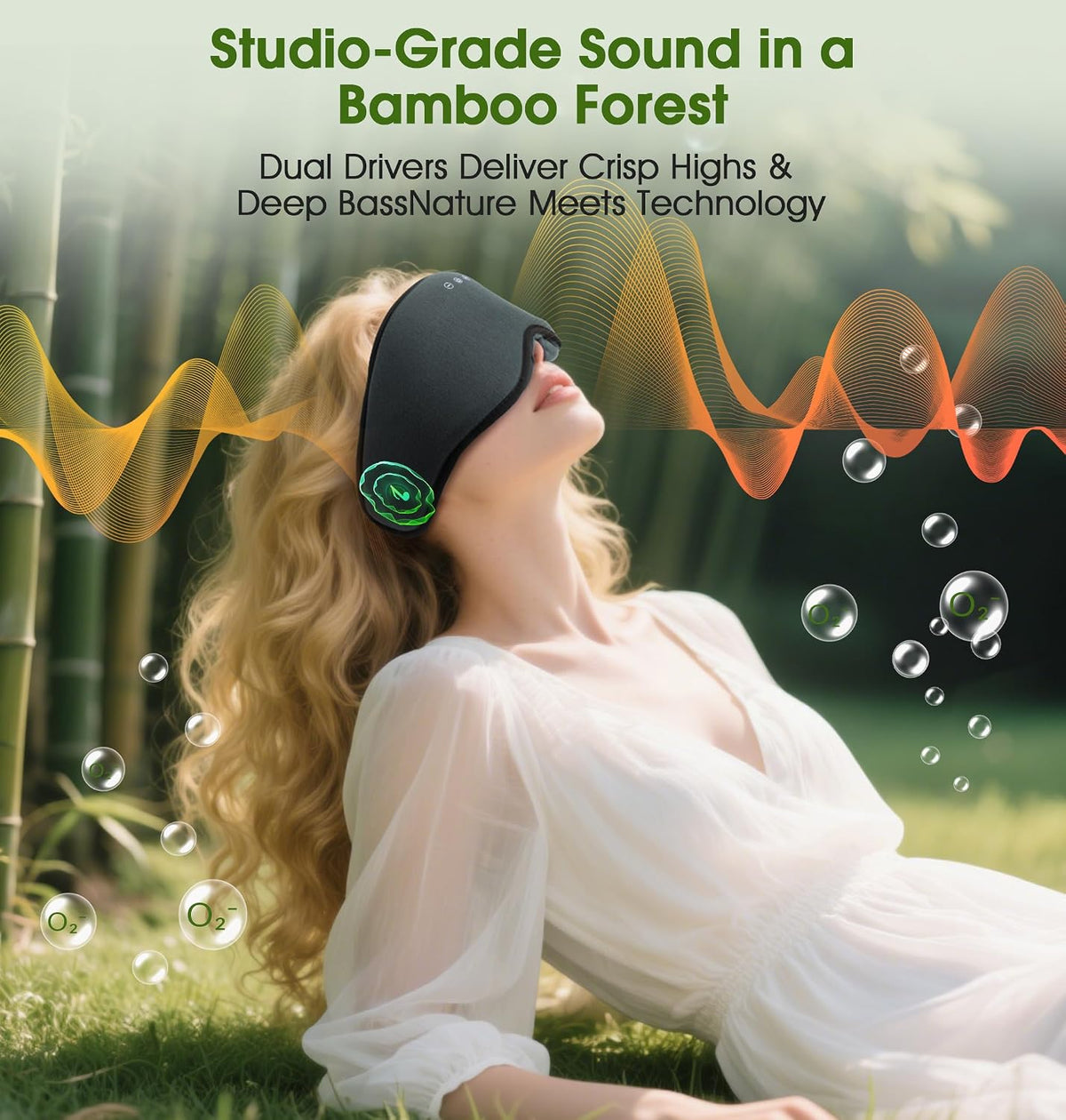 LC-dolida Bamboo Cotton Bluetooth Sleep Mask, 2 in 1 3D Soft Sleep Mask with Sleep Headphones, Sleep Eye Mask with Timming Setting, Blackout Sleeping Mask for Side Sleepers, Women Men, Navy