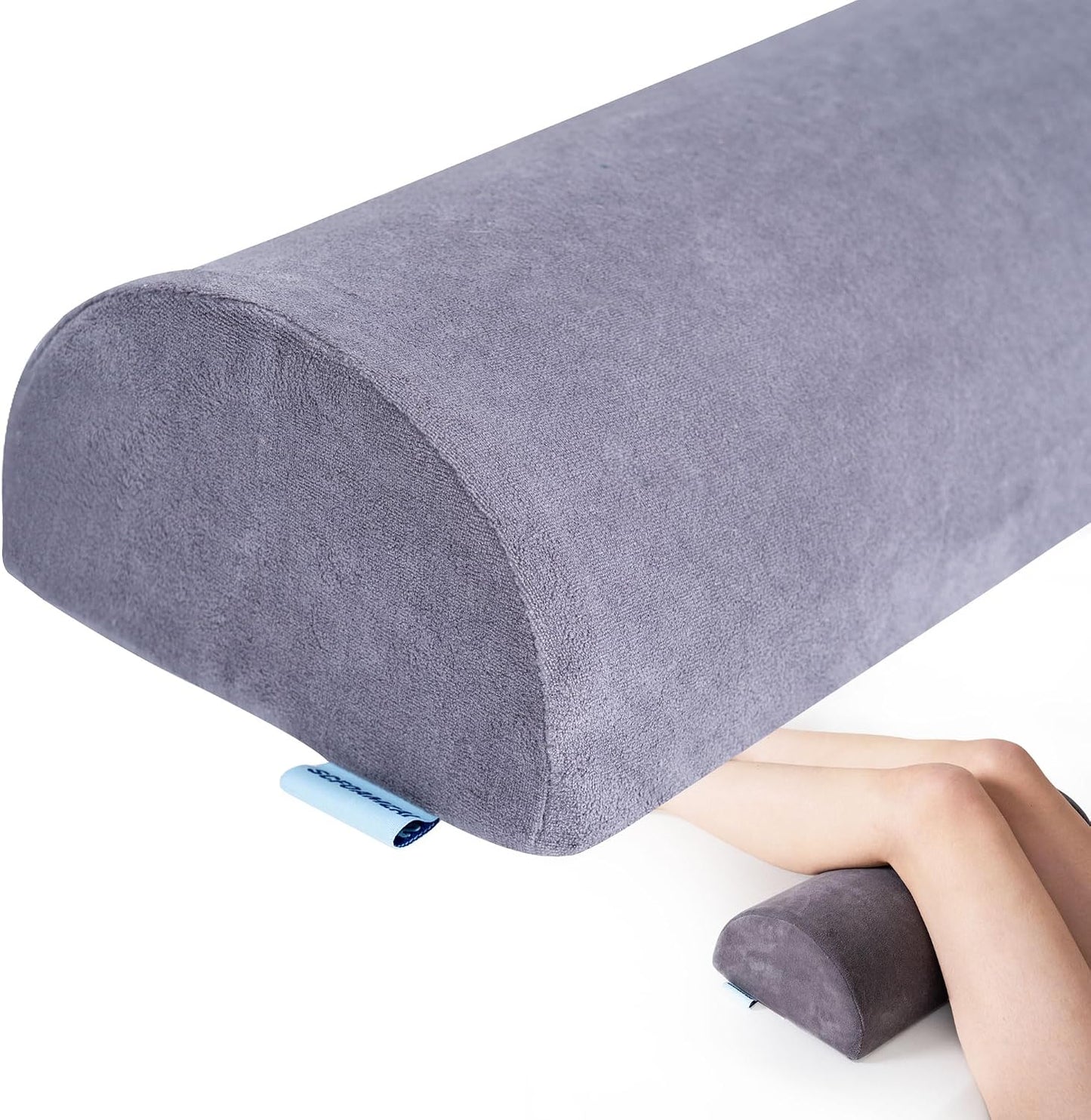 Knee Pillow for Back Sleeping, Grey | Memory Foam Bolster, Pain Relief, Half Moon Shape, For Legs & Under Knee