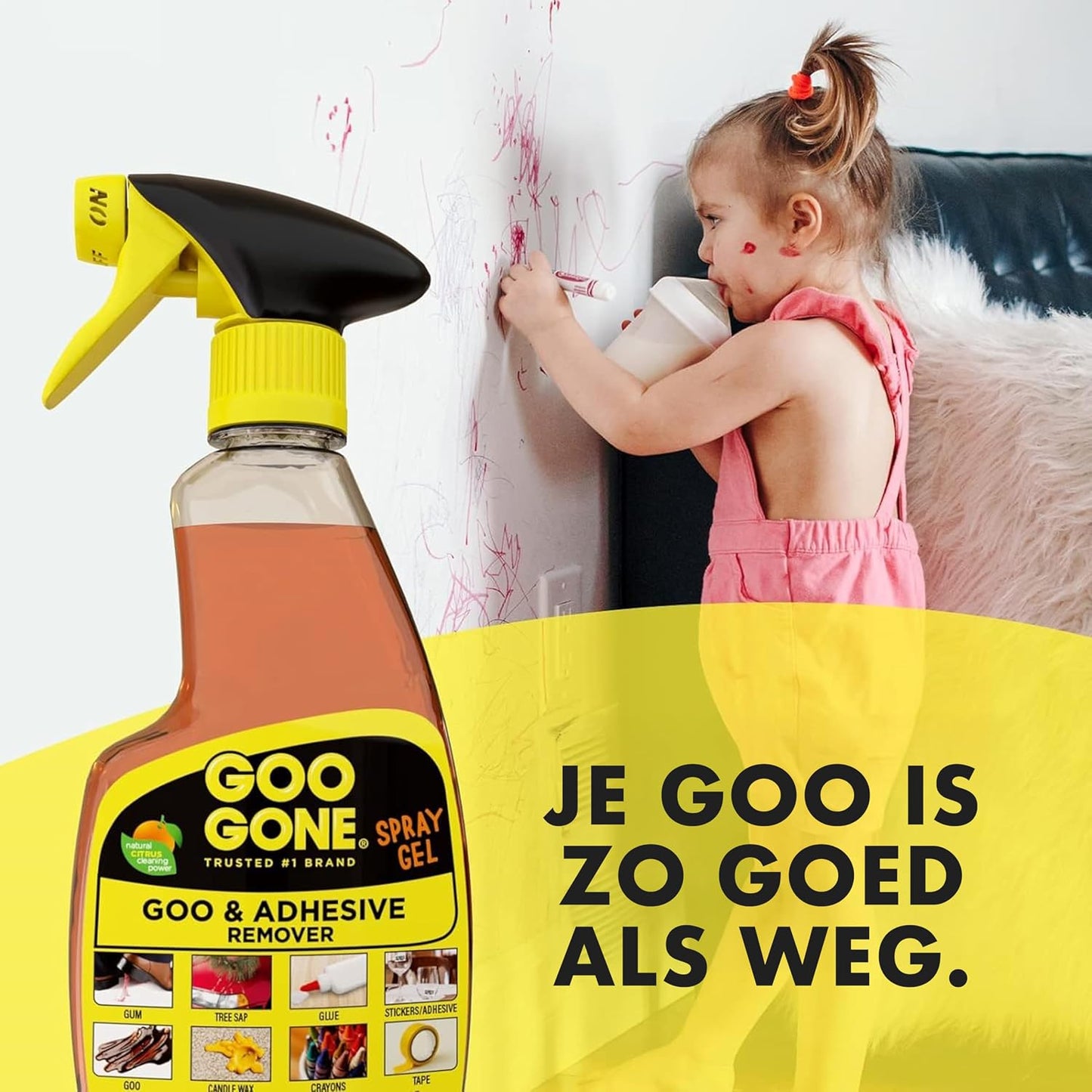 Goo Gone Spray Adhesive Remover Gel, 6 Pack, Removes Glue, Stickers, Tape Residue, Grease, Gum & Wax, Adhesive Spray with Citrus Cleaning Power for Hard Surfaces, Carpets & Fabrics