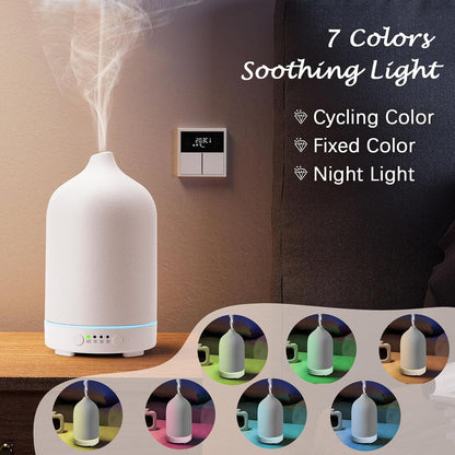 Diffuserlove Ceramic Essential Oil Diffuser 160ML Aromatherapy Diffuser for Home Bedroom Room Cool Mist Humidifier Stone Air Diffusers (Size:6.8" H x 3.6" W)
