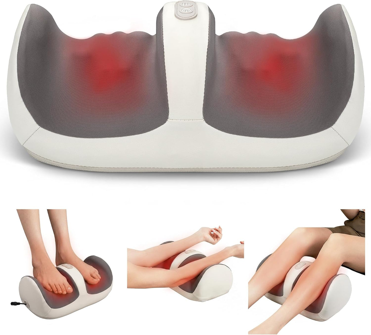Nekteck Foot Massager with Heat & Foot Roller, Shiatsu Calf Leg Massager | for Circulation and Neuropathy Pain Relief for Feet Care Home Office Gadgets Relaxing Massage Tools Gifts for Women Men Dad