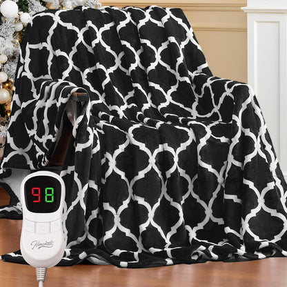 Homemate Heated Blanket Electric Throw - 50“x60“ Heating Blanket with 10 Fast Heat Levels 8 Hours Auto Off Soft Cozy Flannel Over-Heated Protection ETL Certification Keep Warming in Home | Throw with 10 Fast Heat Levels 8 Hours Auto Off Over-Heated