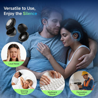 52dB Ear Plugs for Sleeping Noise Reduction Earplugs for Snoring with Case | Soft Silicone Earplugs for Side Sleepers Concerts Airplane Hotel, Noise Cancelling Ear Plugs (XS/S/M/L) 4 Size Reusable
