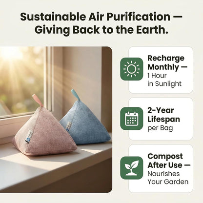 4 pack Naturally Activated Bamboo Charcoal Air Purifying Bags | Natural Home Deodorizer Bag | Charcoal Bag Odor Absorber For Pets | Odor Eliminator & Moisture Absorber Air Freshener Bag (200g Pyramid)