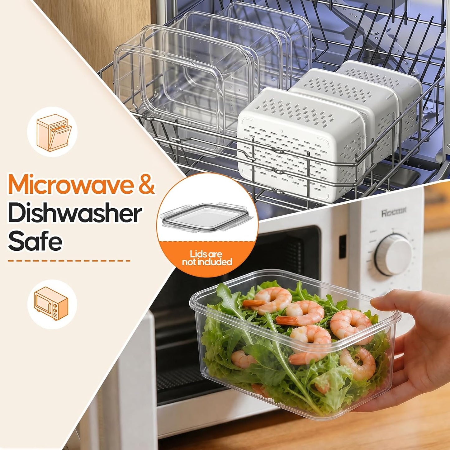 Fruit Storage Containers for Fridge, 3 Pack Plastic Food Storage Container | Produce Storage with Removable Colander, Refrigerator Organizers Keep Fruits Berry Veggie Salad Fresh Longer, Dishwasher Safe