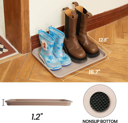 WATANIYA PET Boot Tray for Entryway Indoor, Heavy Duty Shoe Mat Tray 2 Packs, 16.7"x12.8" Waterproof Shoes Trays with Raised Edge, Outdoor Multi-Purpose Mats for Boots, Garden, Pets