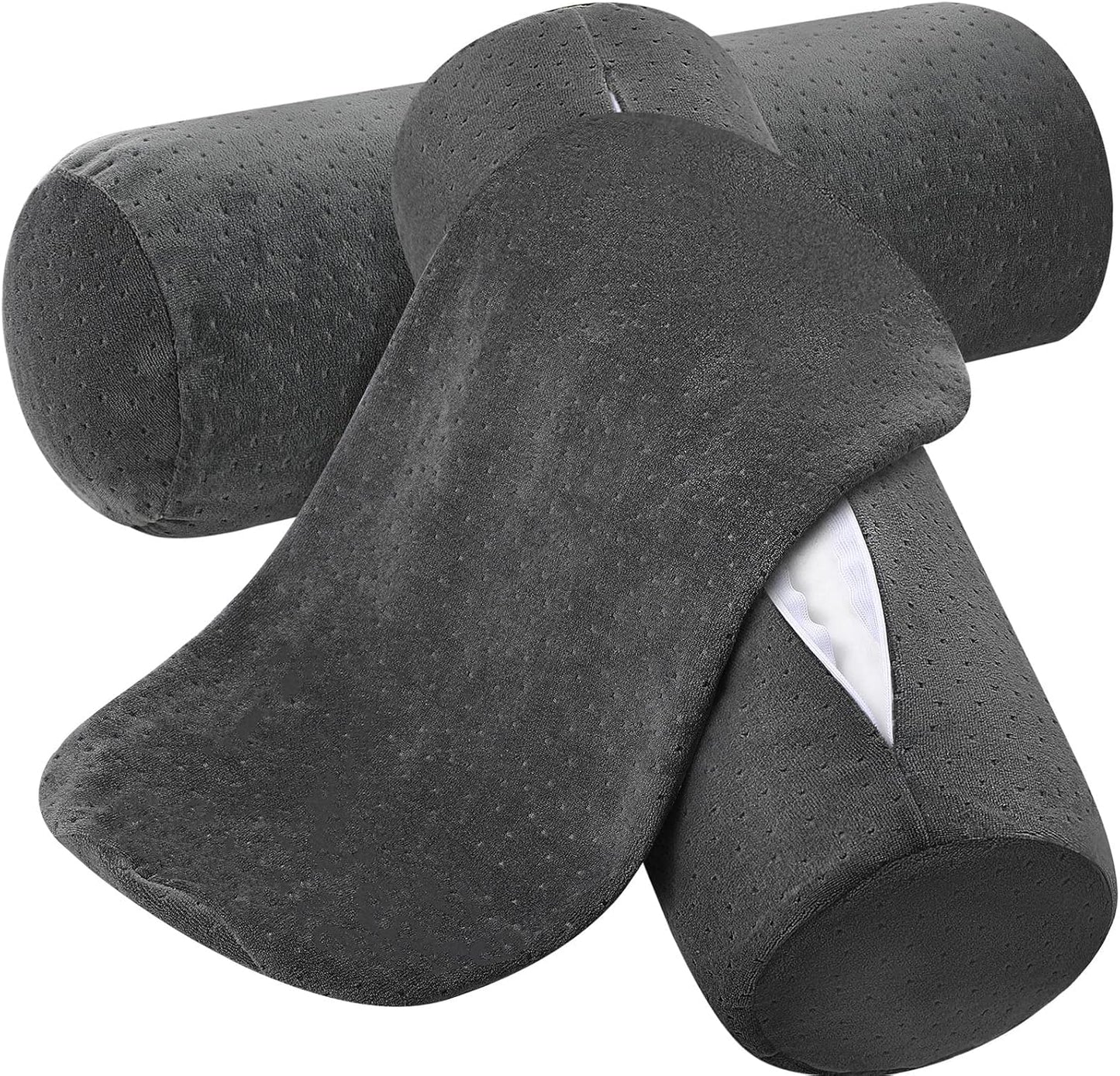 Remerry 2 Pcs 16 x 6 Inches Velvet Neck Roll Pillow Cover with Zipper, Soft Bolster Pillowcases for Cylindrical Pillow (Cover Only, Bolster Not Included)(Navy Blue)