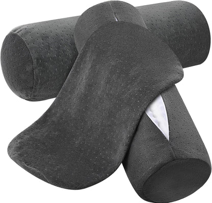 Remerry 2 Pcs 16 x 6 Inches Velvet Neck Roll Pillow Cover with Zipper, Soft Bolster Pillowcases for Cylindrical Pillow (Cover Only, Bolster Not Included)(Navy Blue)