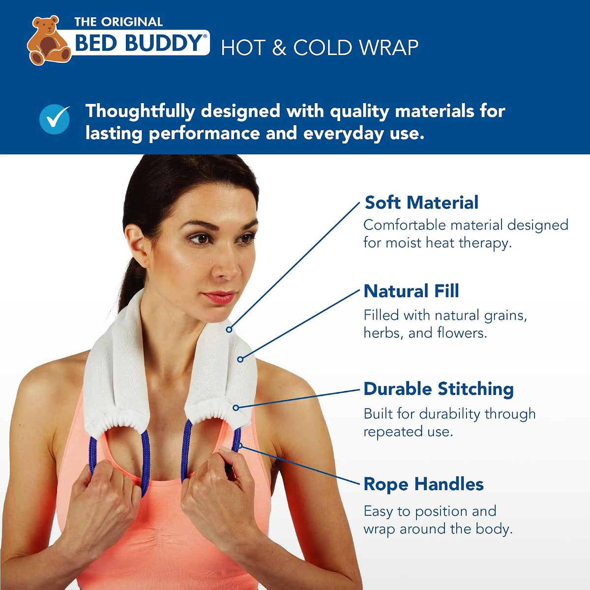 Carex Bed Buddy Heat Pad And Cooling Neck Wrap - Microwave Heating Pad For Sore Muscles - Cold Wrap Pack For Aches and Pain