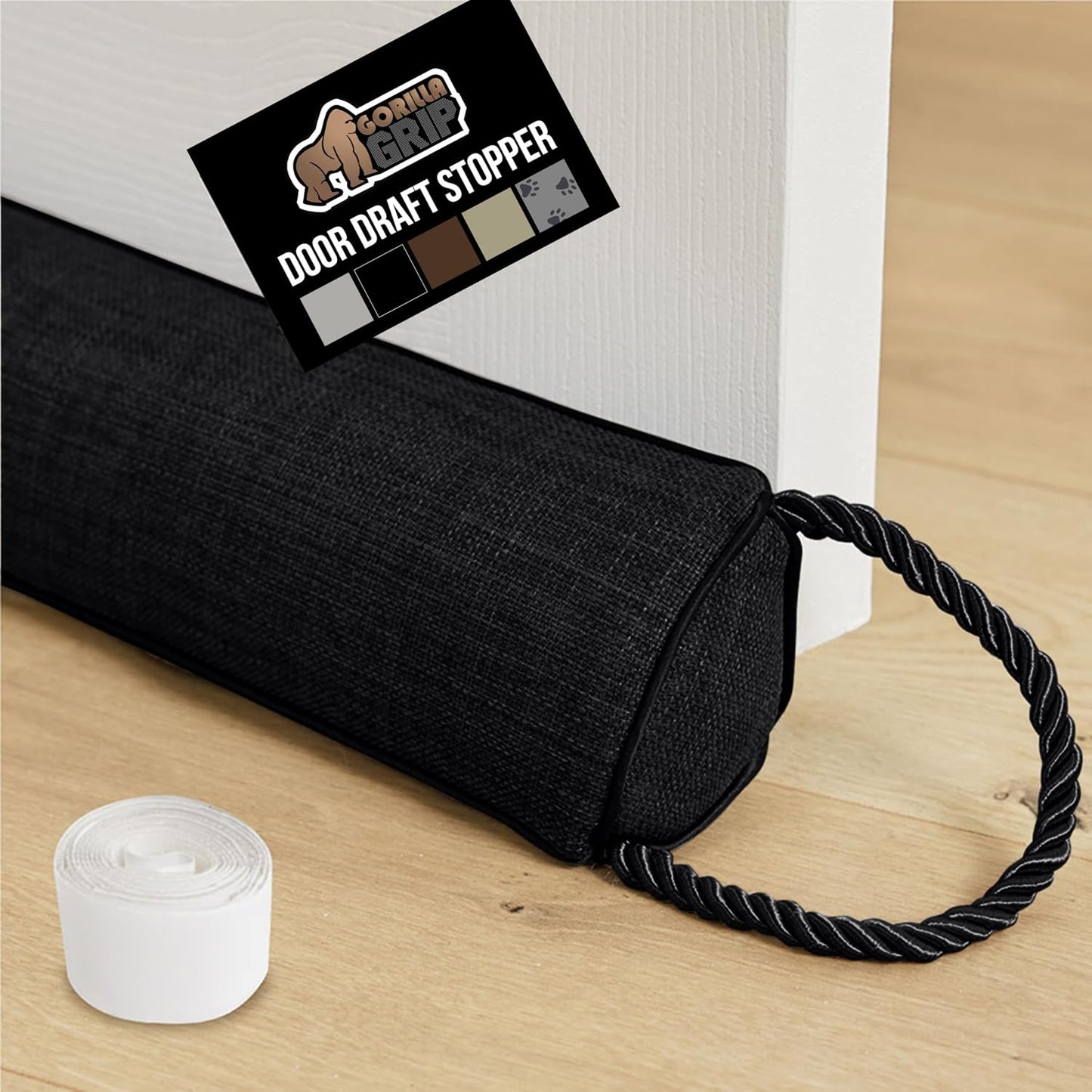 GORILLA GRIP Door Draft Stopper for Bottom of Doors, Cold Air Insulation Sweep, Weather Stripping Seal Noise, Soundproofing, Warmth Sealer, Easy Install Gap Filler, Home Essentials, 32 Inch, Gray