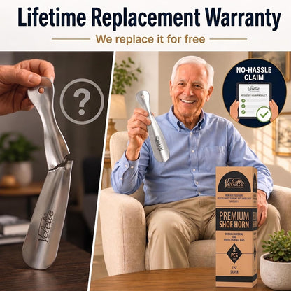 Metal Shoe Horn Long Handle for Seniors - Stainless Steel 2 Pack | 16.5 in + 7.5 in Travel Size, Shoehorn Fits Boots Sneakers Dress, Men Women Kids Elderly, Calzador de Zapatos, Helper Tool
