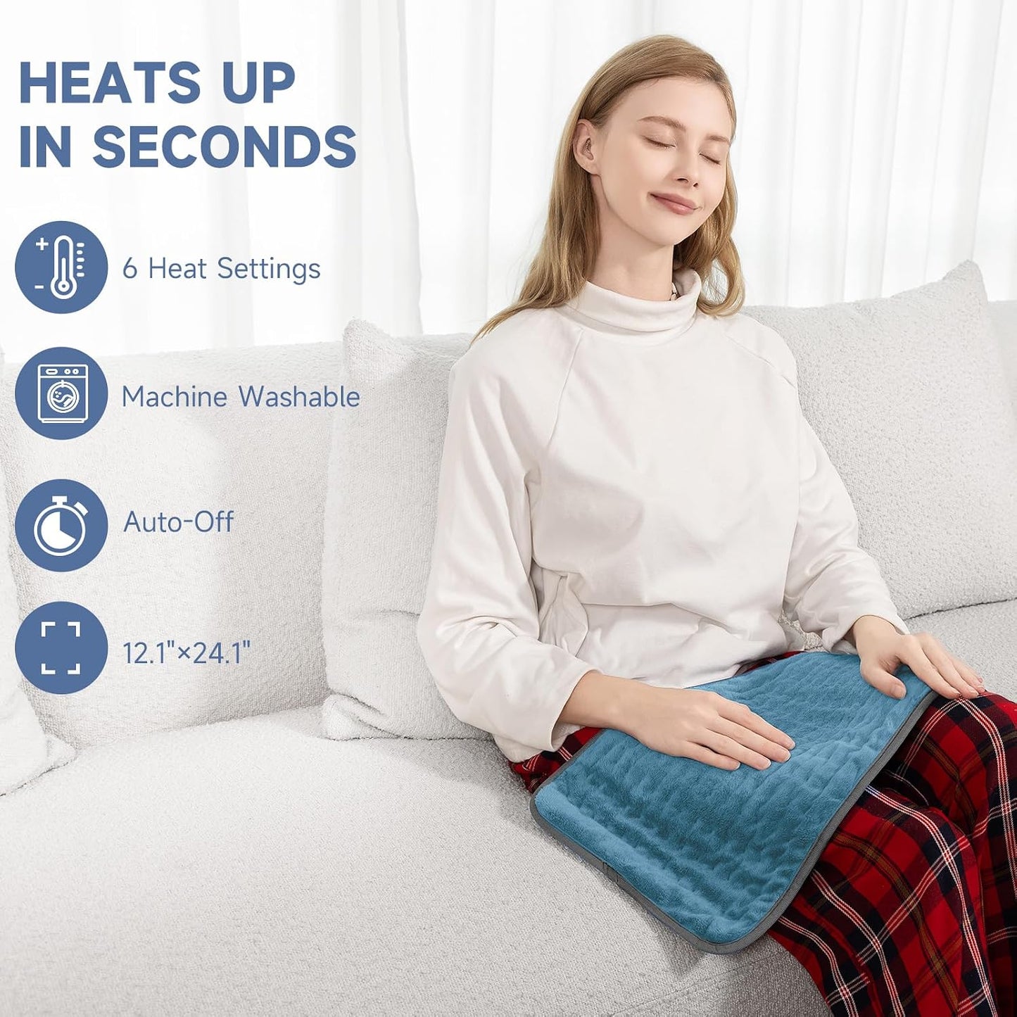 Heating Pad for Back, Neck, and Shoulder Pain Relief, Electric Heat Pad with 6 Heat Levels, Moist Heat Option, Auto Shut-Off, Birthday Christmas Gift for Women Men Mom Dad Grandma, Gift for her