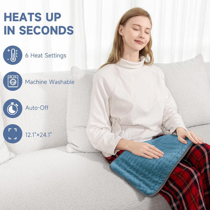 Heating Pad for Back, Neck, and Shoulder Pain Relief, Electric Heat Pad with 6 Heat Levels, Moist Heat Option, Auto Shut-Off, Birthday Christmas Gift for Women Men Mom Dad Grandma, Gift for her