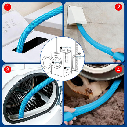 Dryer Vent Cleaner Kit - Dryer Lint Brush and Flexible Vacuum Hose Dryer Lint Vac Attachment with Universal Connector, Dryer Cleaning Tools, Suitable for Most Vacuum Cleaners