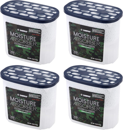 ZARPAX Moisture Absorber Activated Charcoal 10.5 oz/300g | Removes Moisture, Damp, Humidity & Odors | Odor Absorber | Moisture Trap for Bathroom, Closet, Kitchen & Small Spaces | Set of 4