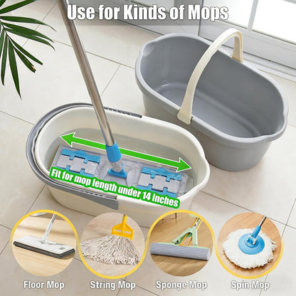 Haundry Compact Mop Bucket with Handle, Rectangular Cleaning Bucket and Caddy for Cleaning Supplies, 10L, Grey