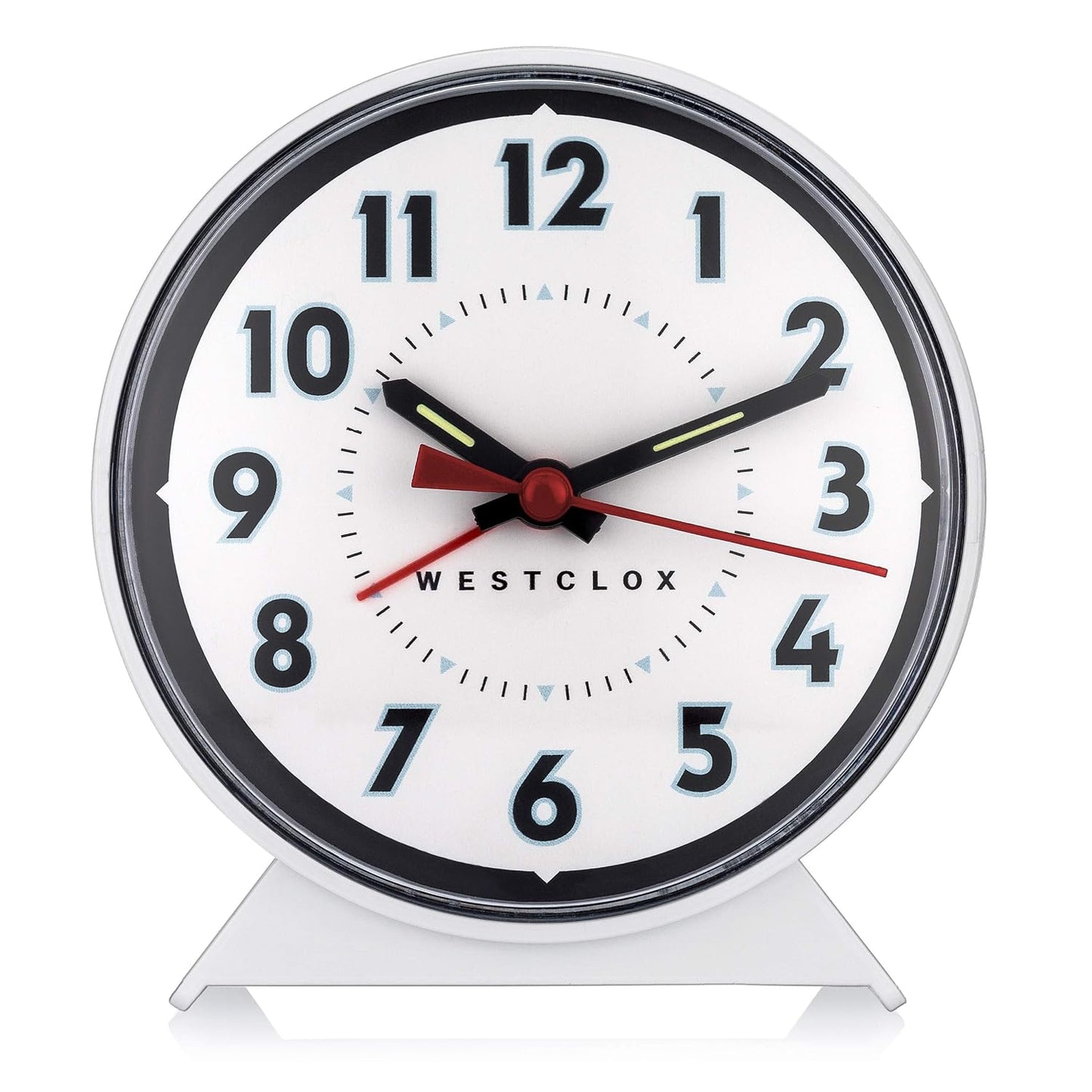 Westclox Keywound Analog Alarm Clock, Loud Bell Alarm, Manual Wind Up, No Batteries or Electricity Required (White, 4.5" x 4.25")